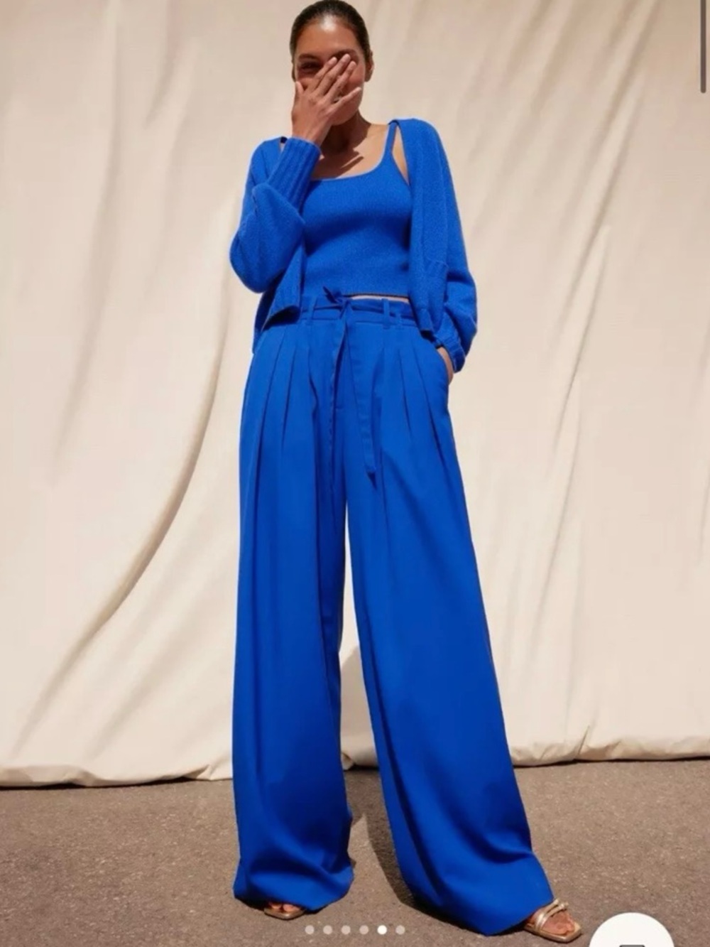 ME+EM S Small Cashmere Open Front V Neck Cardigan Layering Cobalt Electric Blue - Picture 2 of 12